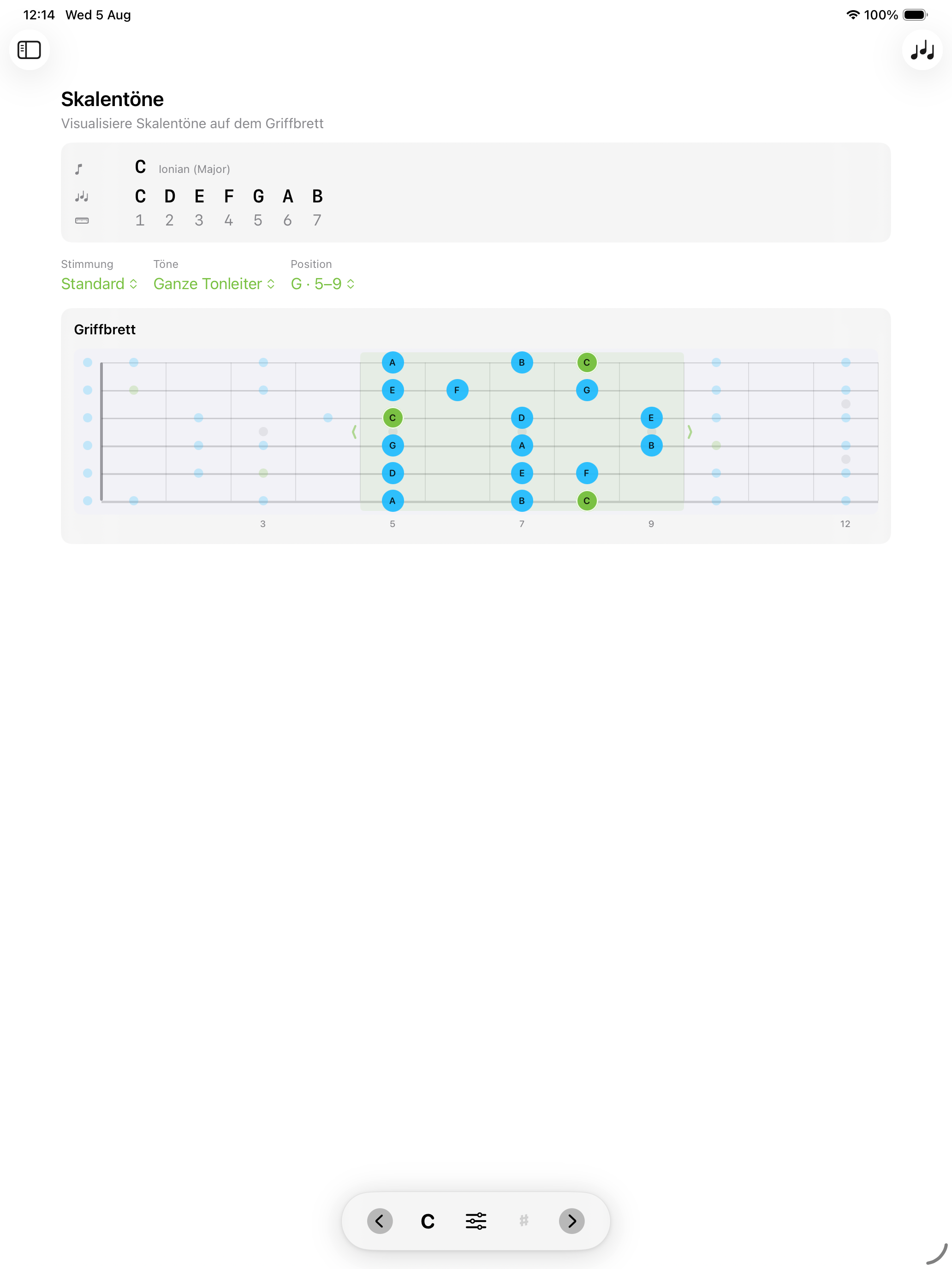 Modes Guitar iOS auf dem iPad